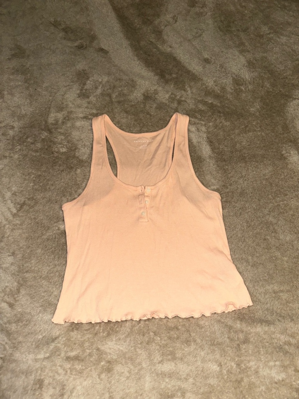 American Eagle Outfitters Light Coral Ribbed Henley Tank
